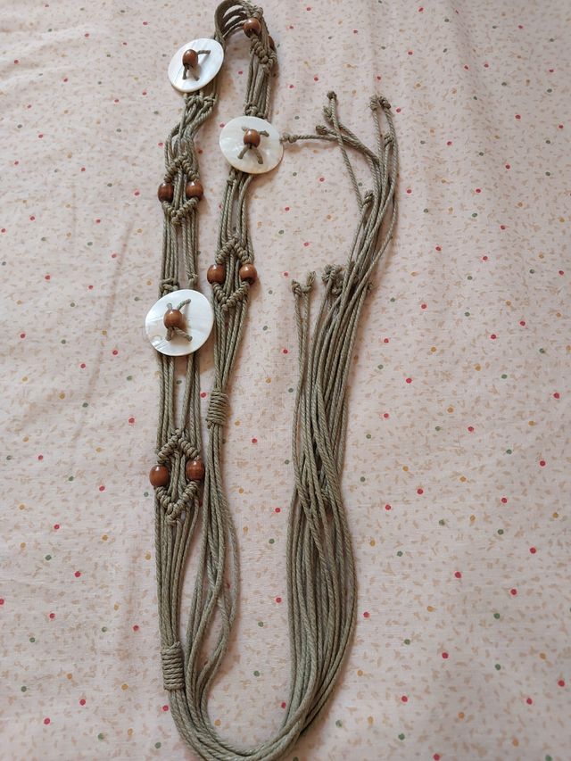 Cinturón macramé nácar - Marrón verdoso.