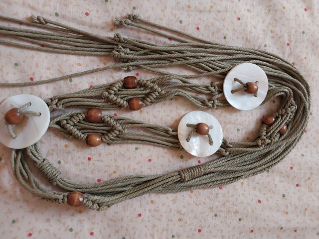 Cinturón macramé nácar - Marrón verdoso.