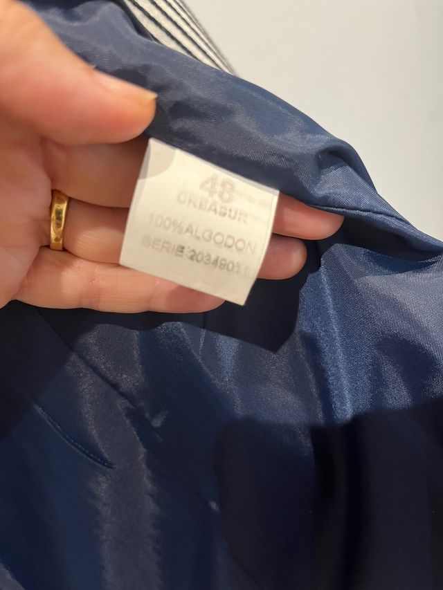 Americana Creasur rayas marino-blanco