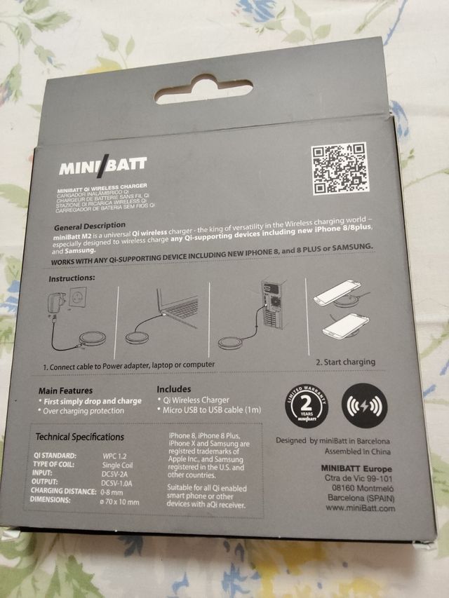 Cargador inalámbrico Qi MINIBATT M2