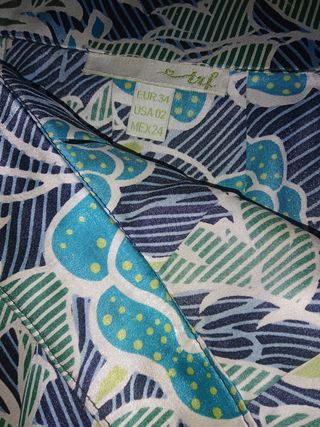 Falda Zara azul y verde agua