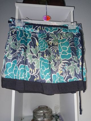Falda Zara azul y verde agua