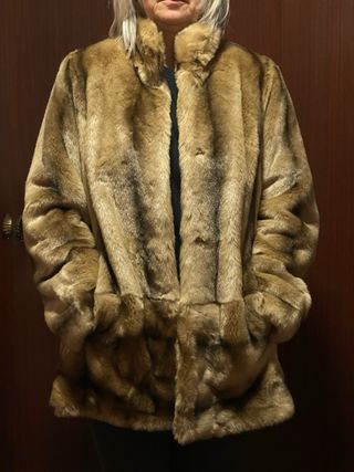 Abrigo piel sintética marrón - El Corte Inglés