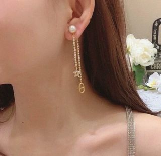 Pendientes Dior Largos Perlas Y Estrellas