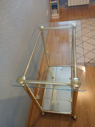 Mesa carrito auxiliar dorada