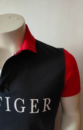 Polo Tommy Hilfiger S - Negro/Rojo