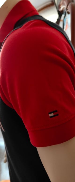 Polo Tommy Hilfiger S - Negro/Rojo