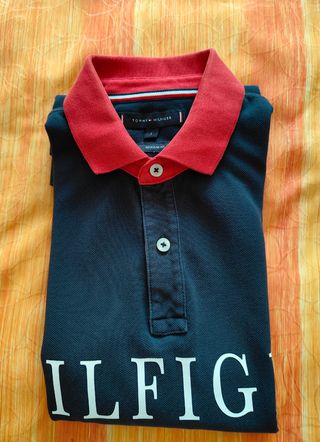 Polo Tommy Hilfiger S - Negro/Rojo