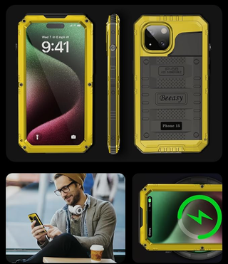 Funda iPhone 15 Beeasy - Amarilla Impermeable