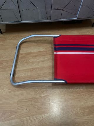 Silla carro jardín plegable roja con techo y cojin