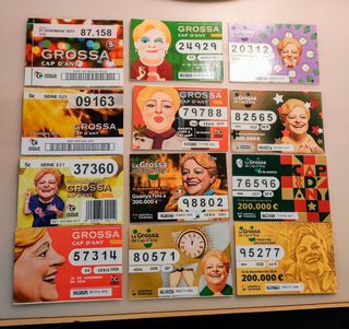 12 billetes antiguos lotería La Grossa Cap d'Any