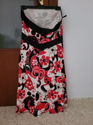 Vestido fiesta rojo-negro