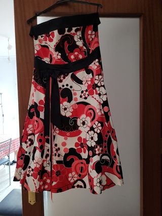 Vestido fiesta rojo-negro
