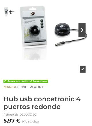 Hub USB Conceptronic 4 puertos