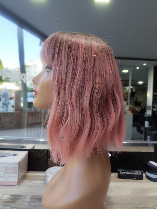 Peluca rosa - Bob con flequillo
