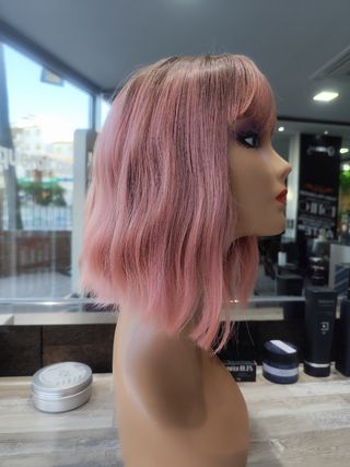 Peluca rosa - Bob con flequillo