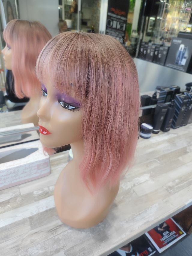 Peluca rosa - Bob con flequillo