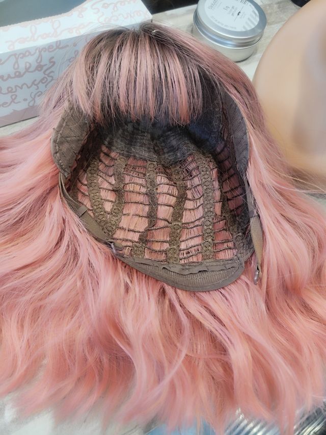 Peluca rosa - Bob con flequillo