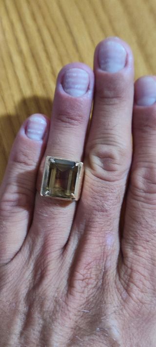 Anello vintage oro 18k pietra marrone