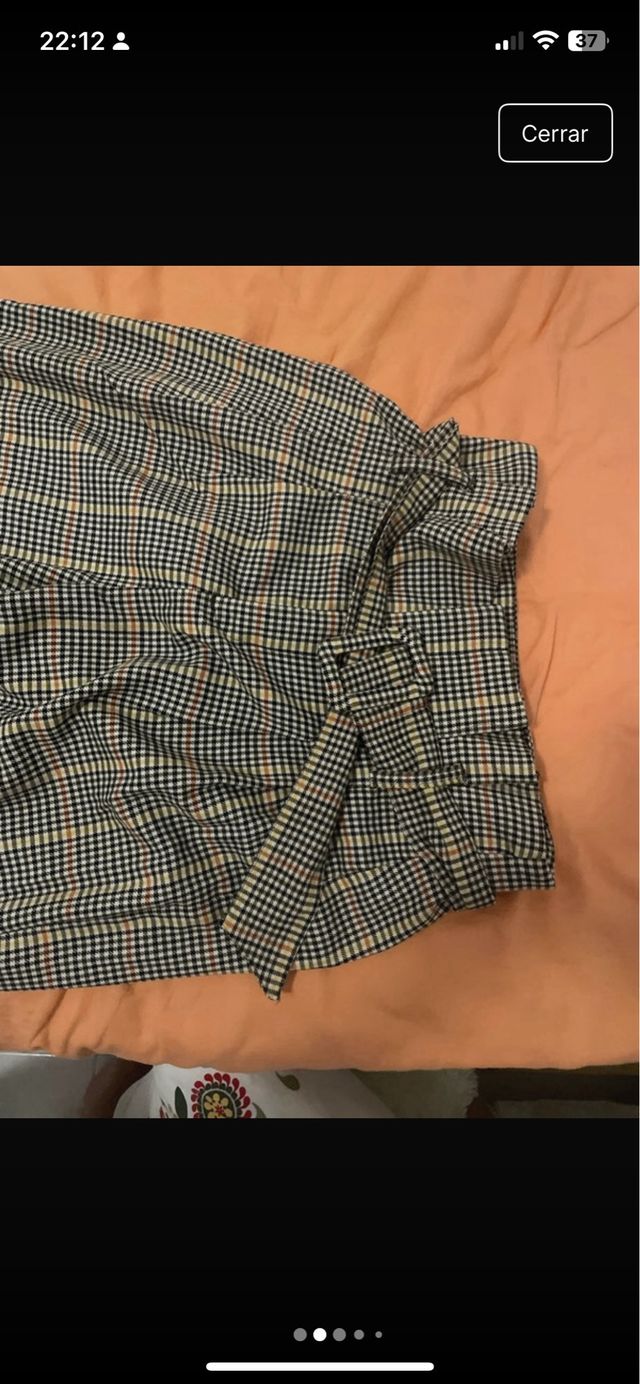 Pantalón cuadros beige-negro