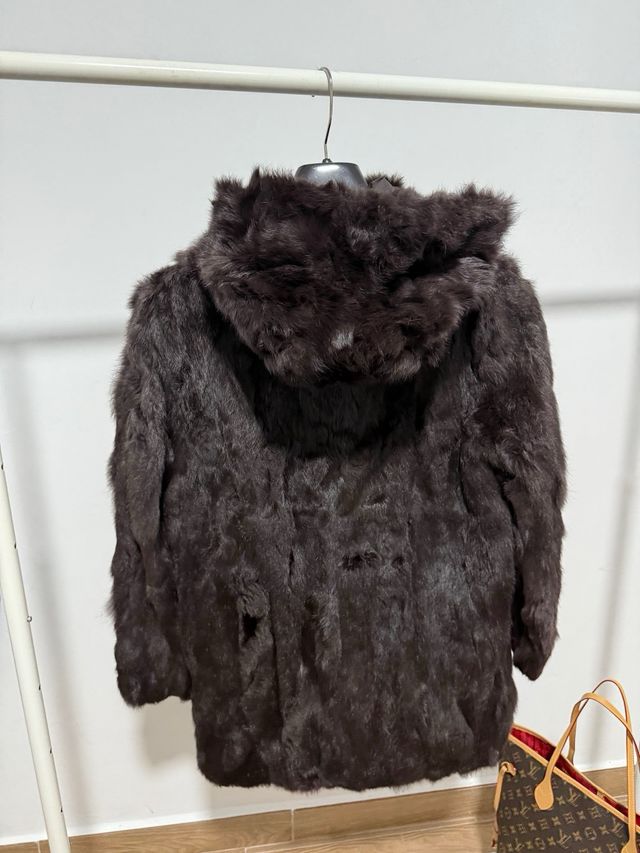 Chaquetón pelo conejo marrón