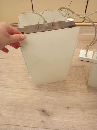 Lampada sospesa vetro-legno moderna