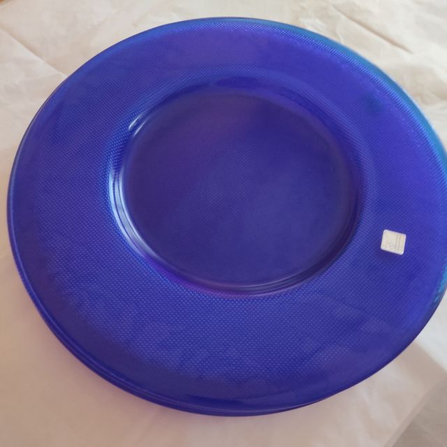 4 BajoPlato cristal azul decorativos