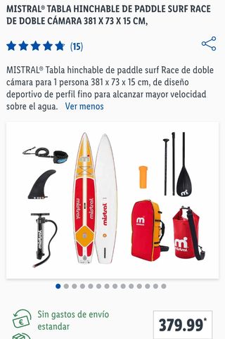 Tabla Paddle Surf Mistral Race Hinchable
