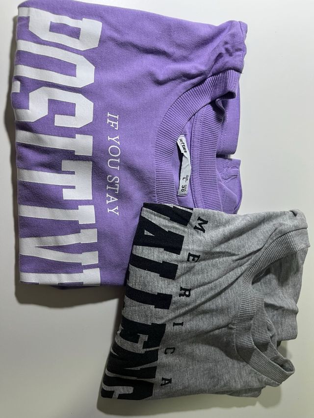 2 Camisetas cortas: Lila y Gris