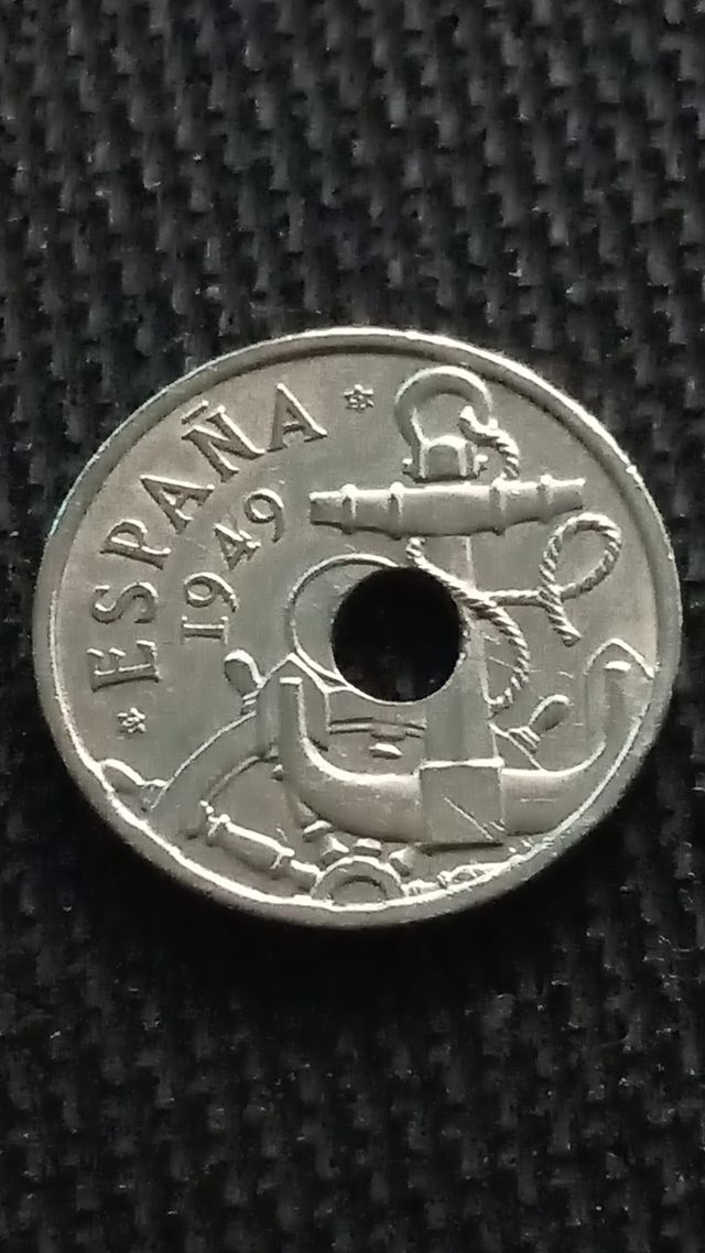 50 Centimes 1949 flechas invertidas com furo