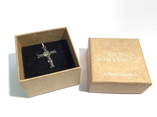 crucifijo oro 18k con piedra con circonita