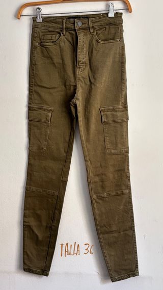 Pantalones cargo pitillo mujer talla 36