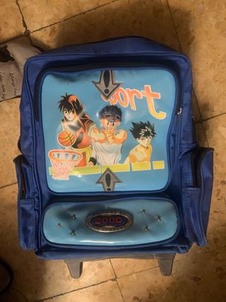 Mochila escolar azul con ruedas