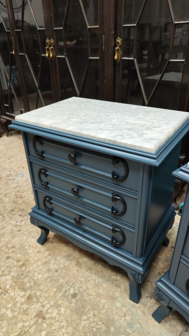 Pareja Mesillas noche mármol azul - 2 uds