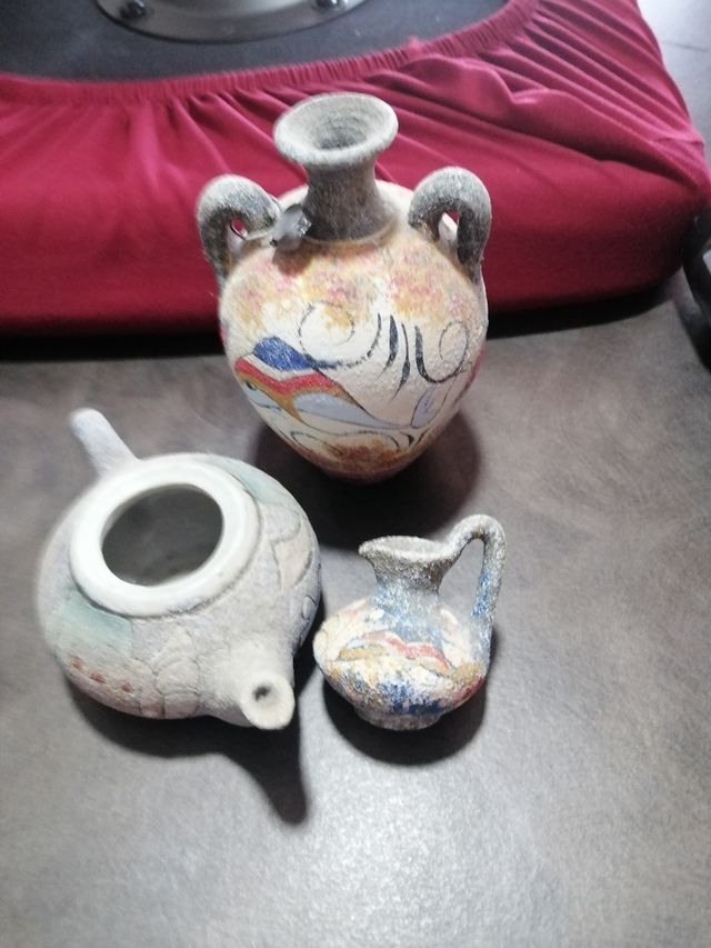 3 Vasi Ceramica Etnika Dipinti a Mano