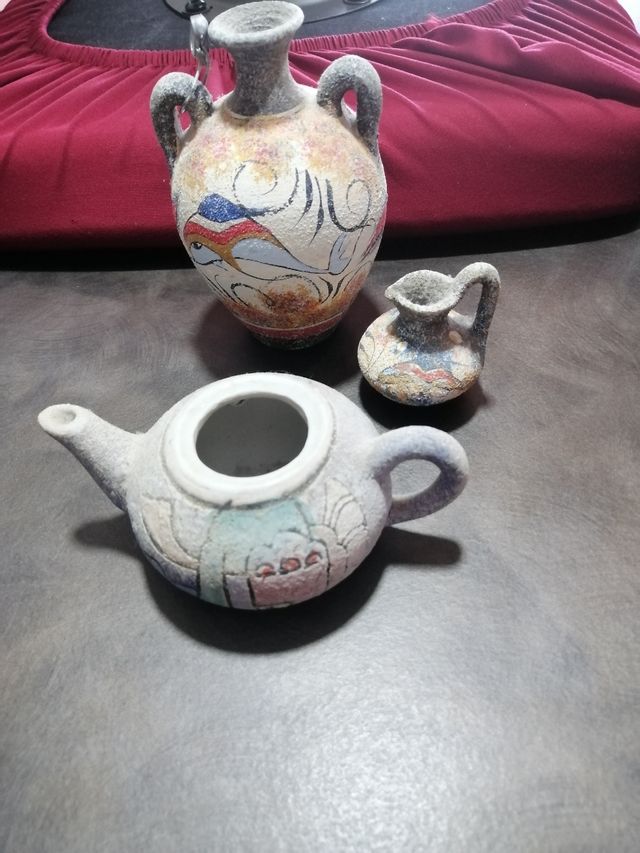 3 Vasi Ceramica Etnika Dipinti a Mano