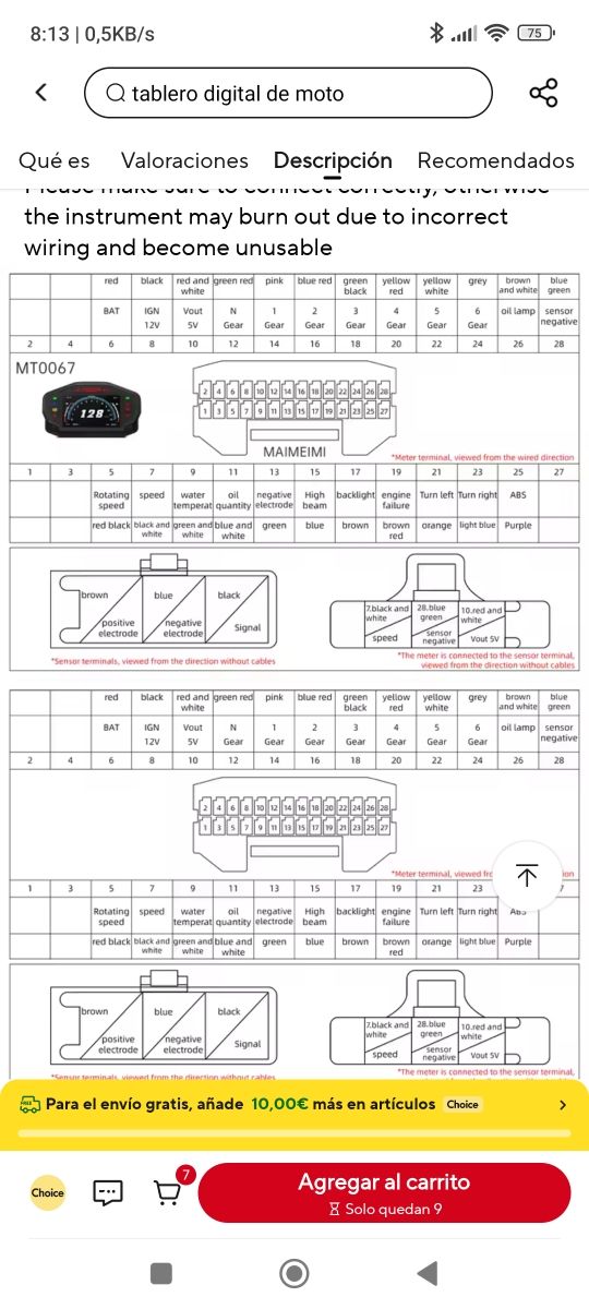 Tacometro digital Moto