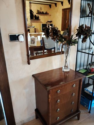 Muebles : vitrina + mesa centro cajonera espejo 