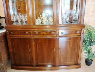 Muebles : vitrina + mesa centro cajonera espejo 