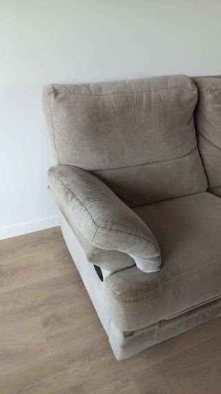 Sofá 3 plazas beige reclinable