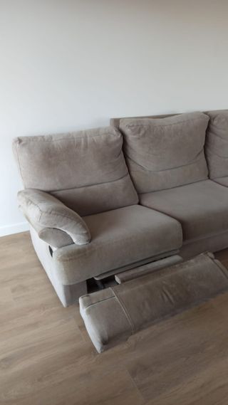 Sofá 3 plazas beige reclinable