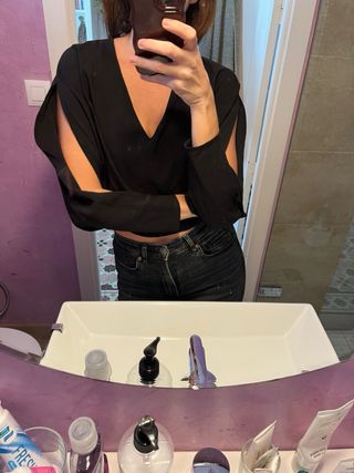 Top aperturas corto Zara negro - Talla M