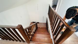 Barandilla escalera madera maciza