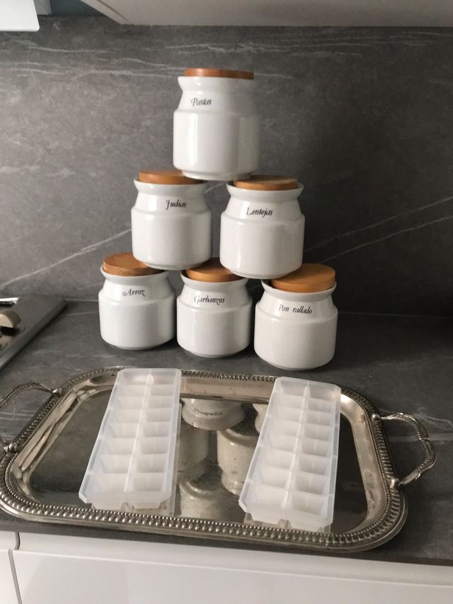 botes Cerámica 6 y regalo bandeja y 2 cubiteras