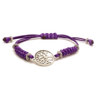 Pulsera Árbol de la Vida en hilo morado