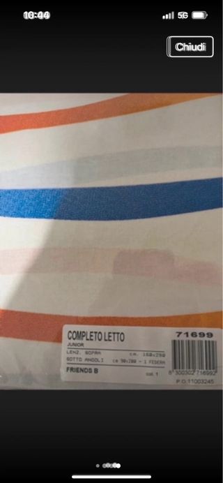 Lenzuola Puffi -Completo Letto Singolo