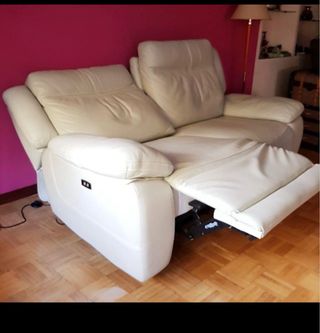 Sofá relax cuero blanco reclinable