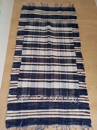 Alfombras algodón azul marino y blanco.
