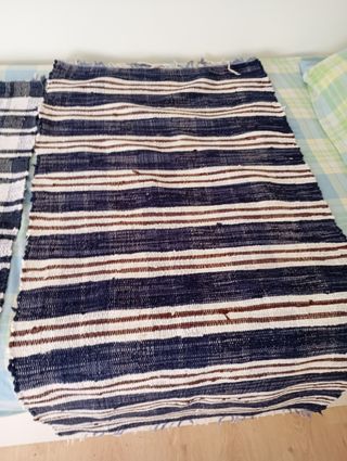 Alfombras algodón azul marino y blanco.