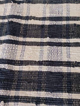 Alfombras algodón azul marino y blanco.